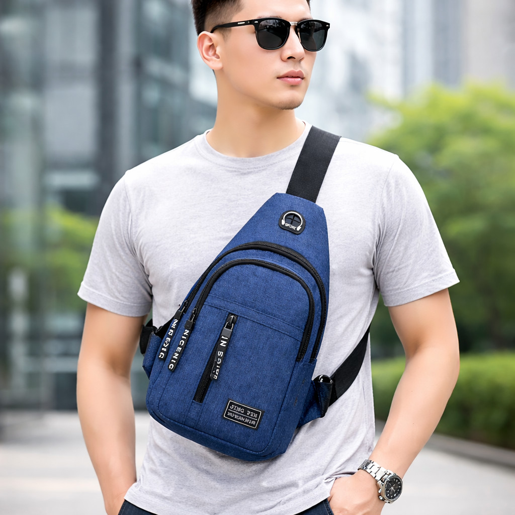 Bolsa Transversal Masculina Shoulder Bag Anti-Furto Peitoral Pequena Pochete Transversal Academia Viagem