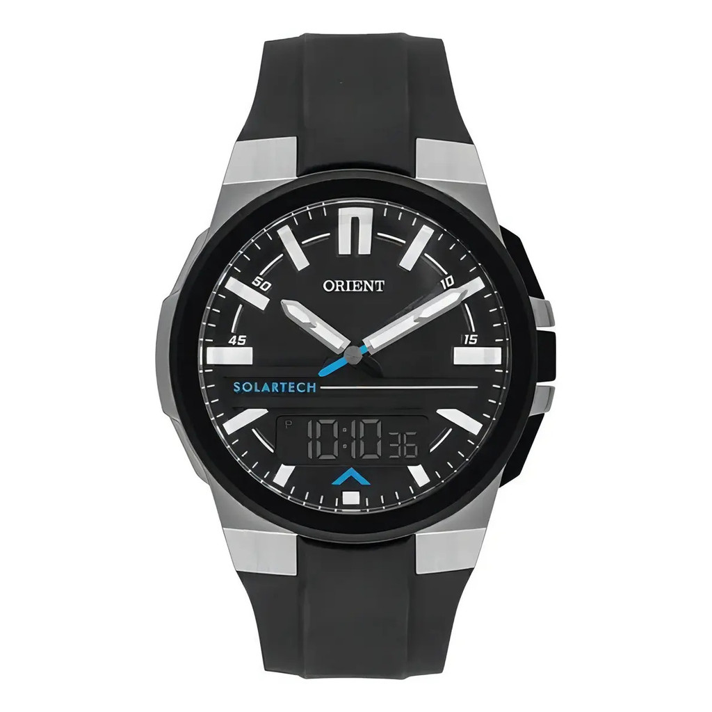 Relógio Orient Masculino Preto Solar Tech Aço Mtspa002 P1px Preto