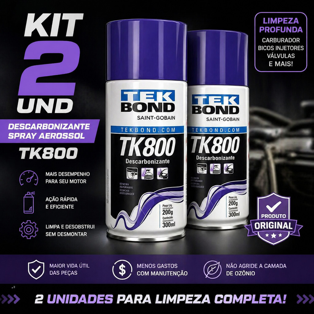 Kit 2 Unidades Descarbonizante Tk800 Spray 300ml Tekbond