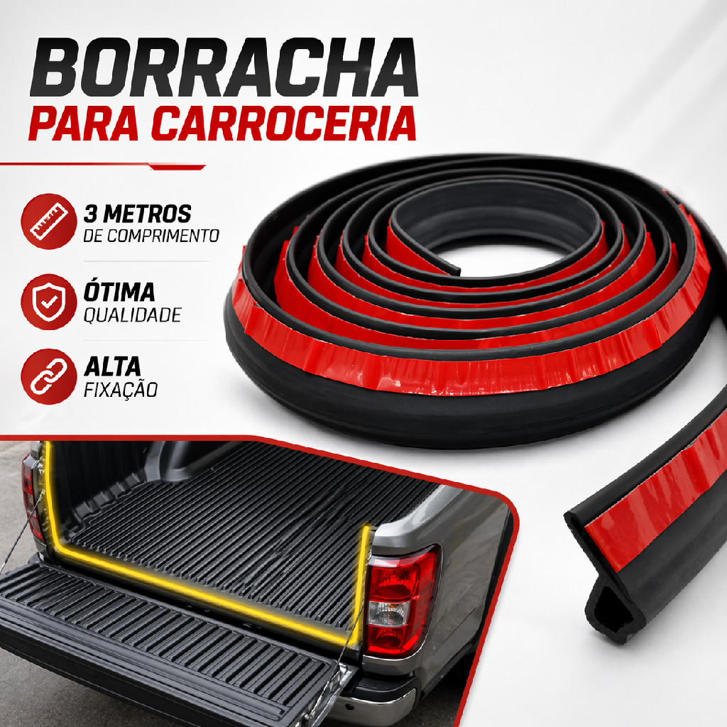 Borracha Vedaçao Carroceria Cacamba Caminhonete 3 Metros