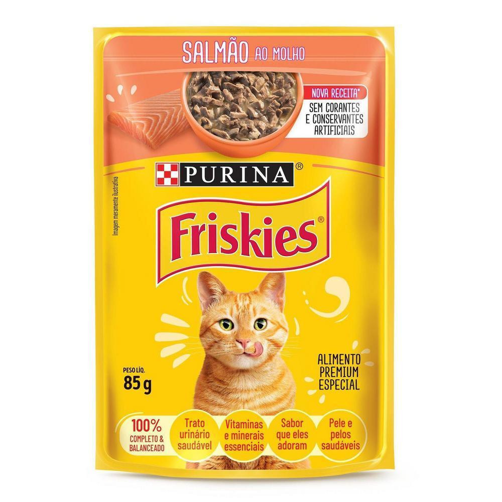 Ração Úmida Gatos Adultos Friskies Salmão ao Molho 85g
