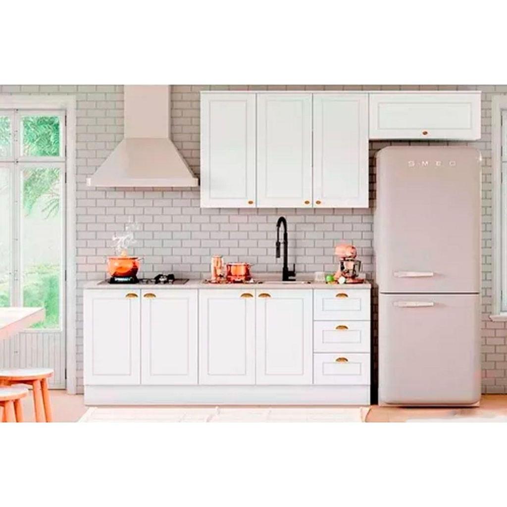 Cozinha Completa Americana 5 Peças (2 Armários + 2 Balcões + 1 Complemento) s/Pia C5P15 Branco - Henn