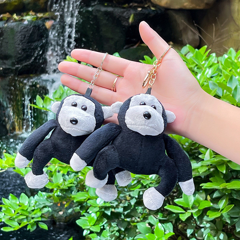 Chaveiro de Pelúcia Gorila Preto, Pendente de Pelúcia Gorila de Pernas Longas, Boneco de Pelúcia para Bolsa, Atacado QNS