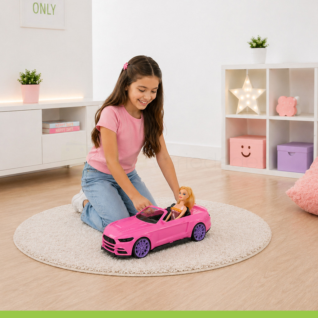 Carrinho Carro Rosa com Boneca Brinquedo Menina — imagem 2 de 2