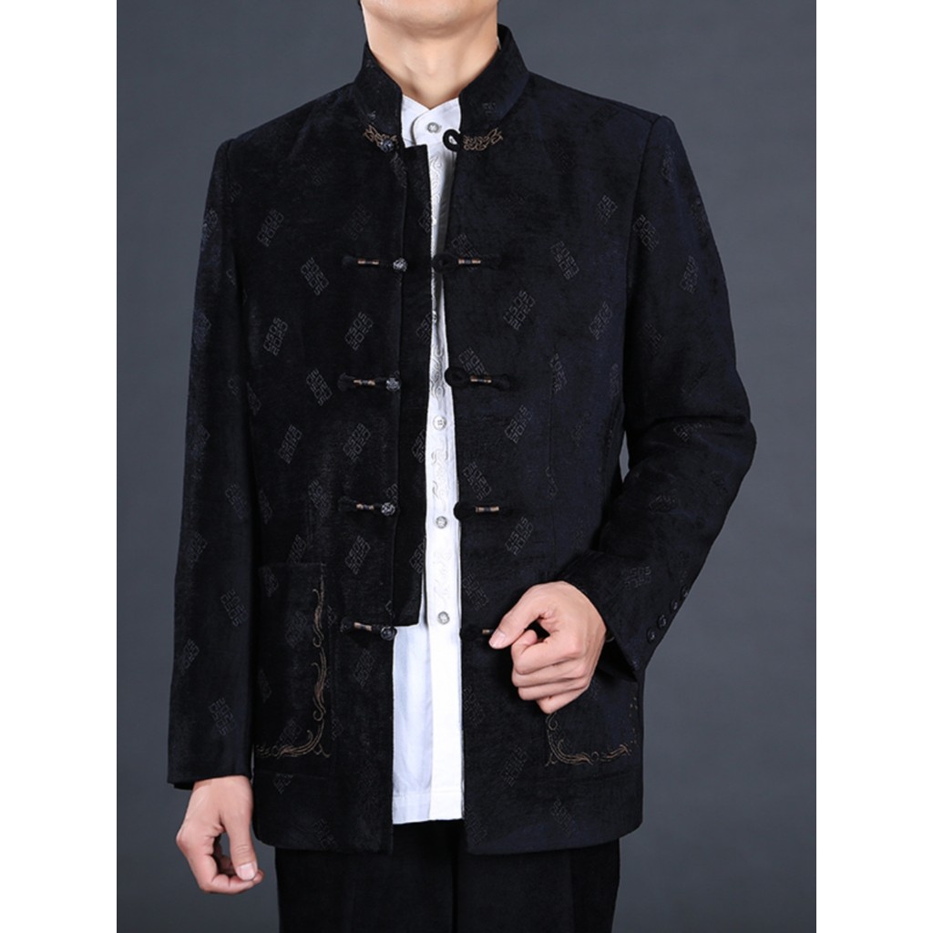 Jaqueta masculina tang terno estilo chinês gola alta roupas masculinas High-End Casual tang terno roupas étnicas