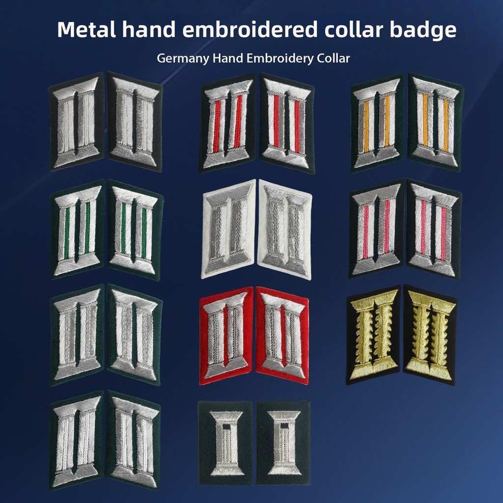 Emblemas De Abas De Colar Bordadas À Mão De Fio Alemão , Acessórios De Uniforme Militar Colecionável , Filme De Performa