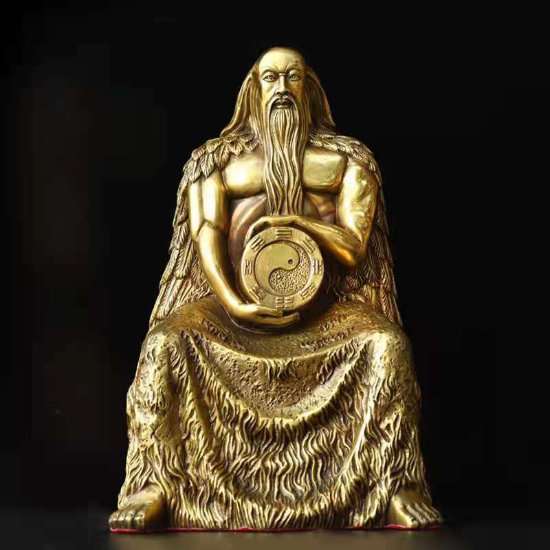 Rei Fuxi sentado estátua ornamentos cobre puro fofoca patriarca taoísta estátua humanidades patriarca estátua de Bronze