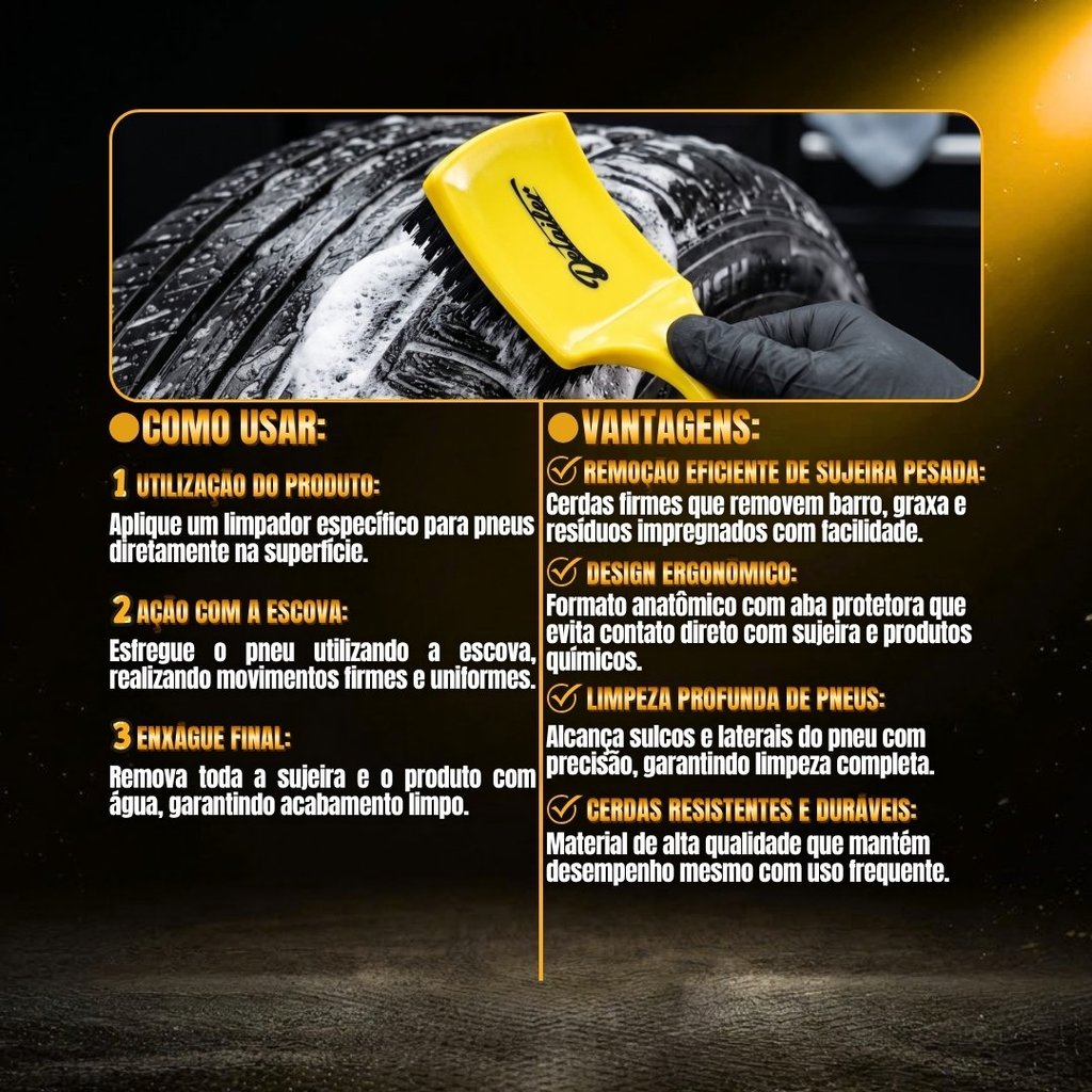 Detailer Escova Limpeza Pneu Deep Clean Removendo Sujeira Pesada e Limpeza Profunda — imagem 2 de 2