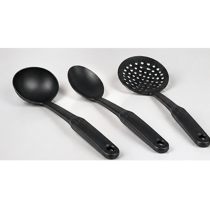 KIt Utensilios de Cozinha Antiaderente 3 Peças Nylon Concha Colher Escumadeira