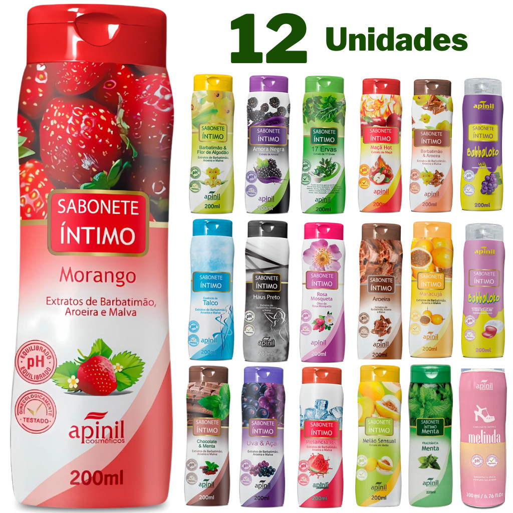 kit 12 Sabonete intimo feminino 200ml Apinil