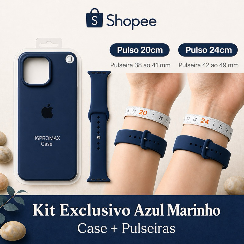 Kit Exclusivo Azul Marinho - Capa Case+ Pulseira Watch