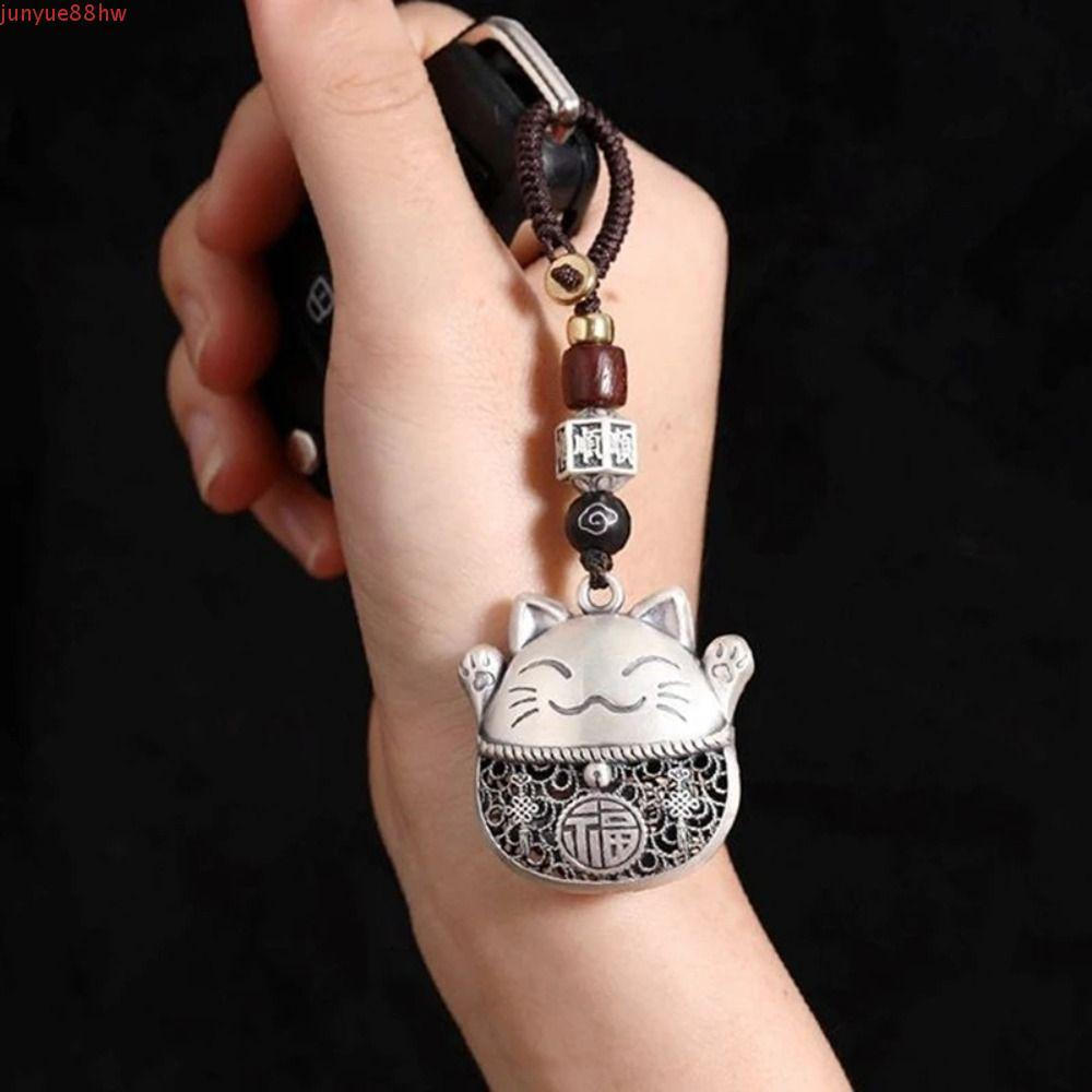 JUNYUE Chaveiro Alça Sorte Único Cordão Curto Telefone Pendente Bonito Decoração Maneki Neko Pingente