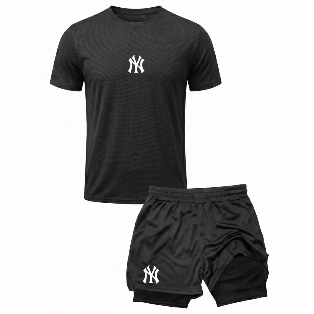 Conjunto Academia Esportivo Camiseta Dry Fit + Short 2 Em 1 Símbolo Ny
