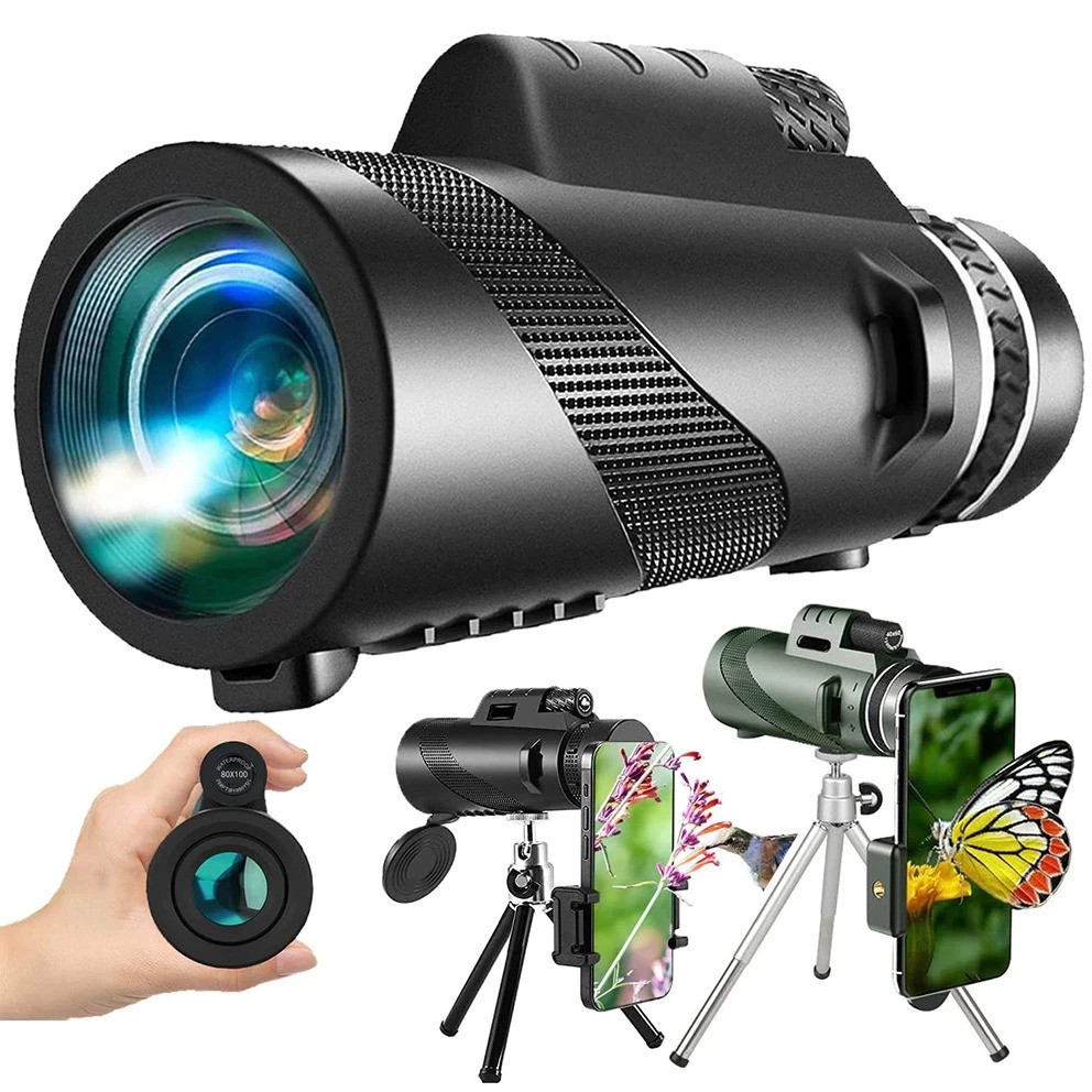 Telescópio Portátil 40x60 HD com Tripé – Compatível com Celular, Ideal para Viagens
