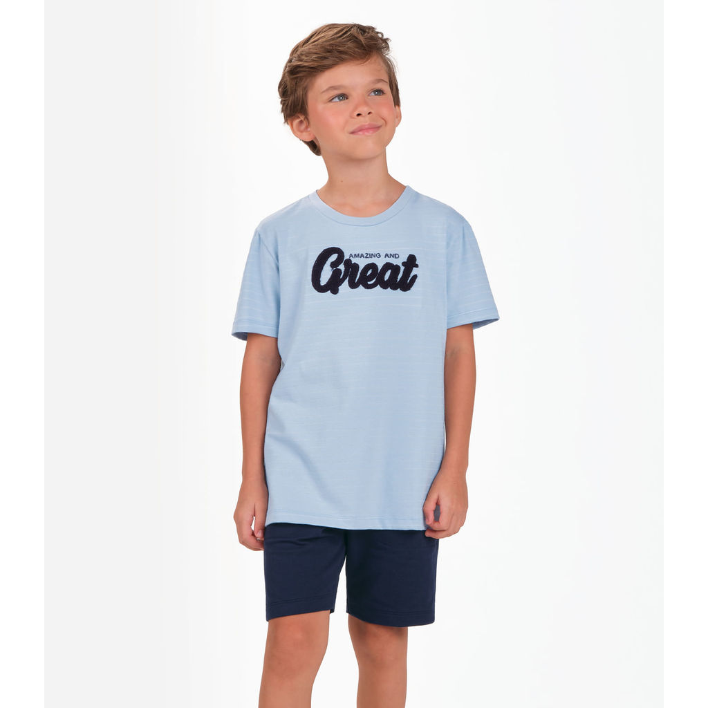 Conjunto Camiseta com Bermuda Menino Trick Nick Azul