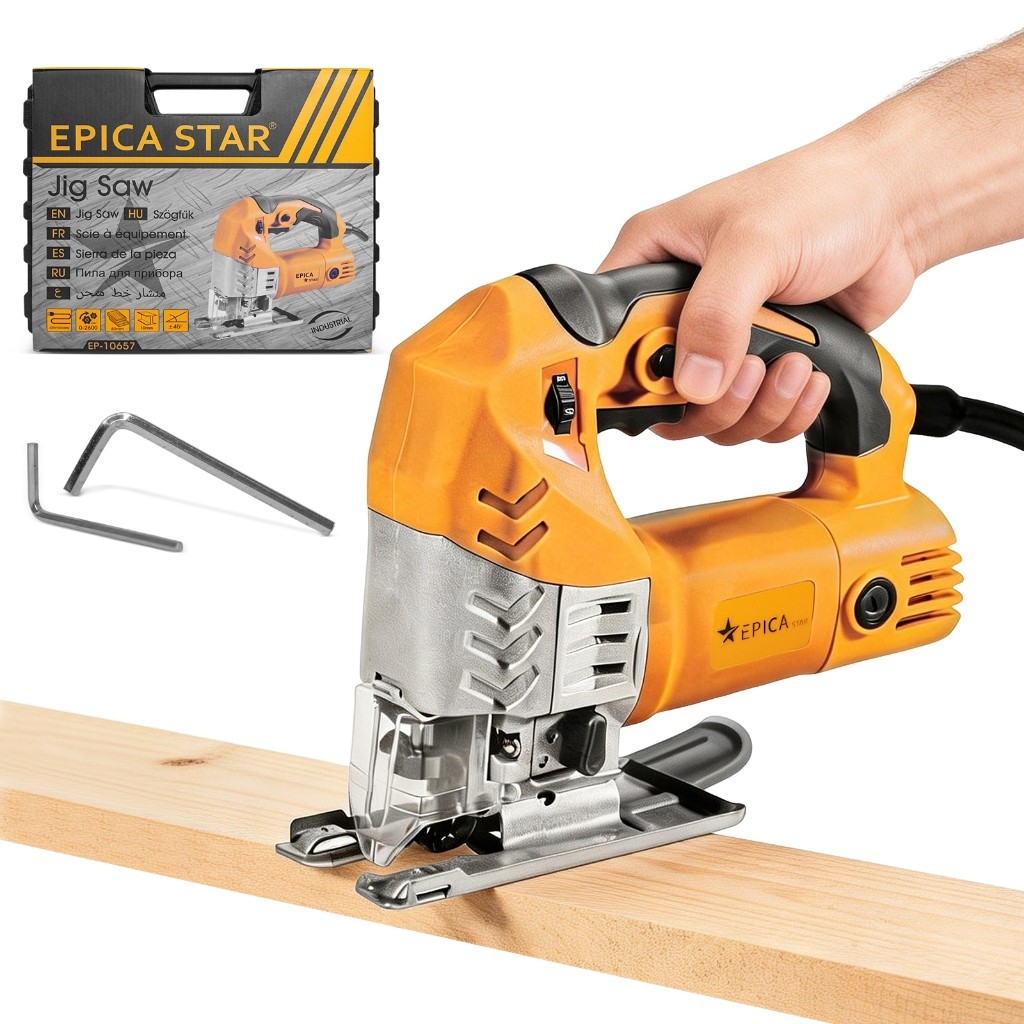 Serra Tico-Tico Elétrica Epica Star 750W - Multifuncional para Madeira, Metal e PVC com Ajuste de Ângulo