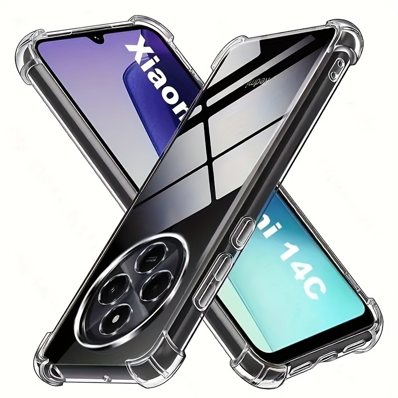 Capa de Celular: Compatível com Redmi 14C 4G, Capa Protetora de TPU Transparente com Quatro Cantos à Prova de Choque