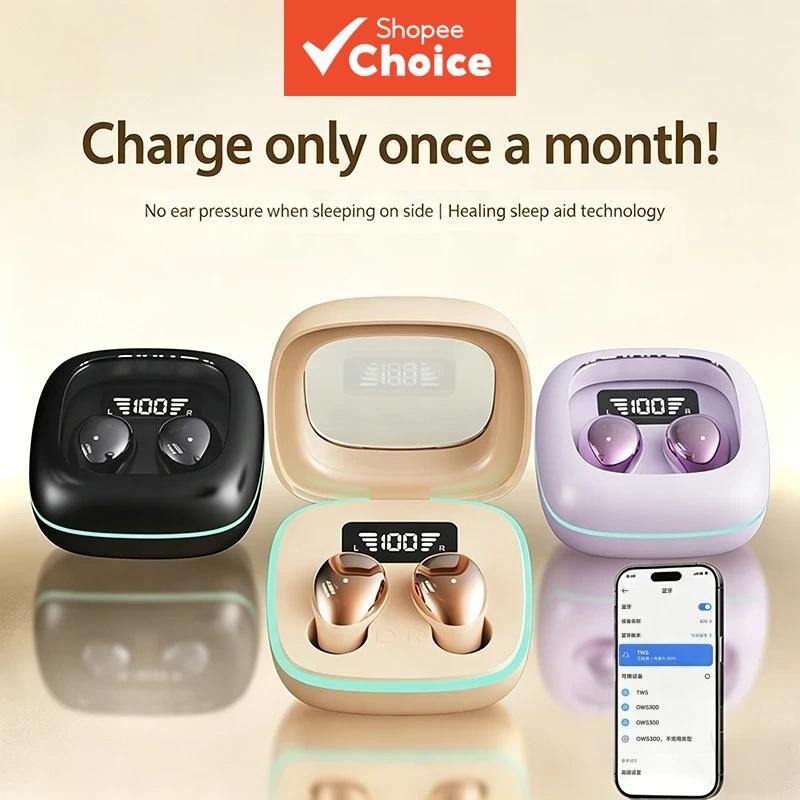 Fones de Ouvido B51: Mini Fones Invisíveis para Dormir, Sem Fio Bluetooth TWS, com Microfone, Cancelamento de Ruído,