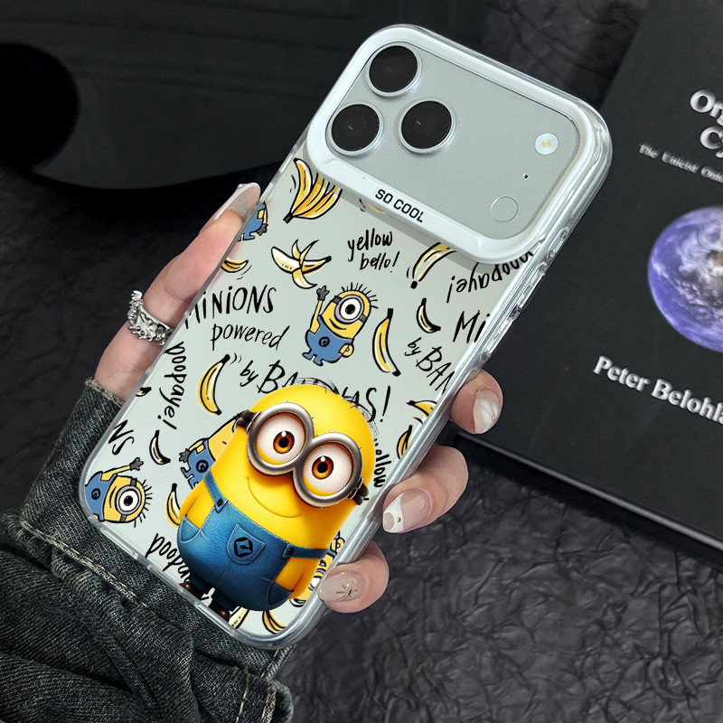 Capa para iPhone 11 12 pro 13 14 15 16 17 pro max 14 15 16 plus case de celula kawaii minions anti impacto
