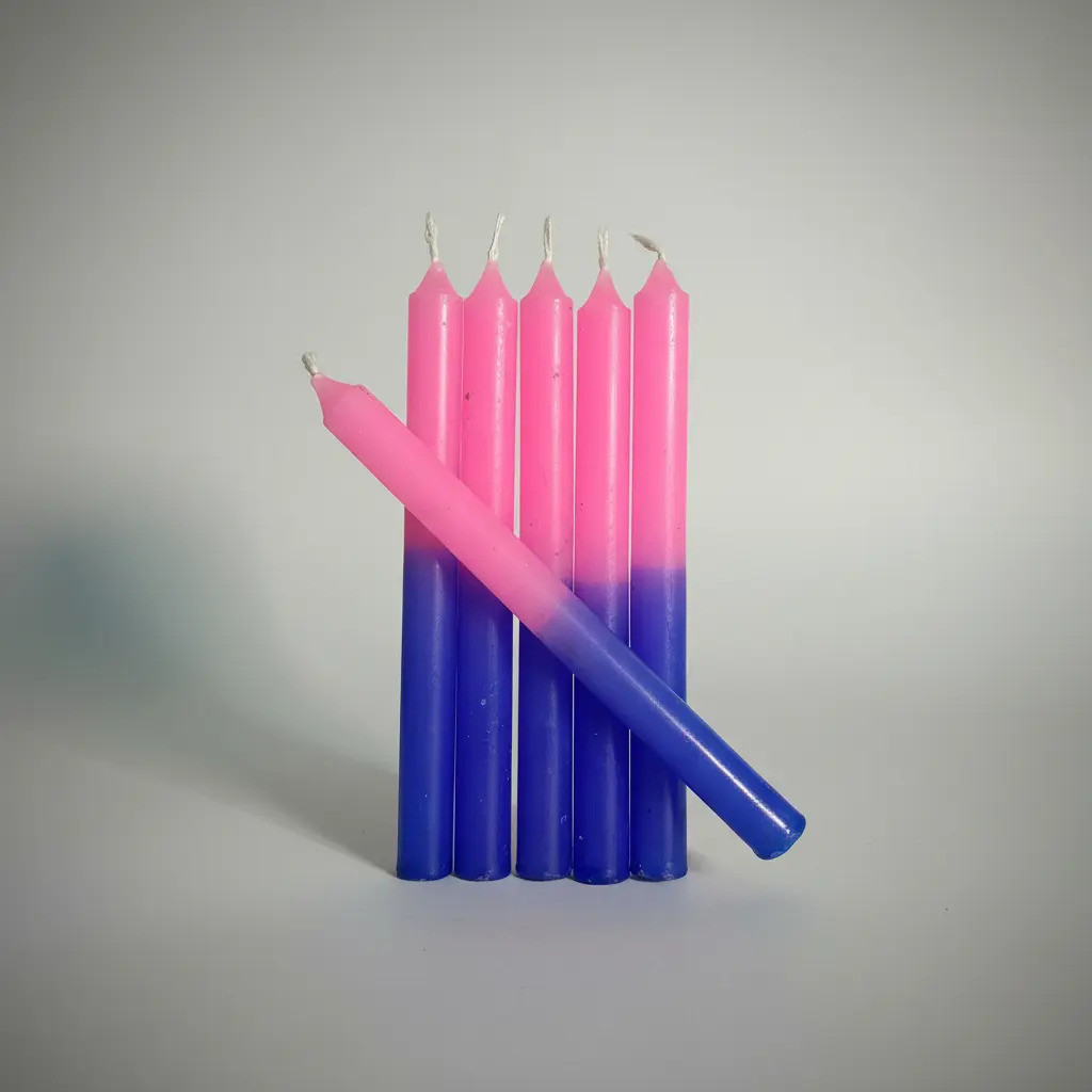 Vela Palito Bicolor 50 Unidades 18cm Queima Pura