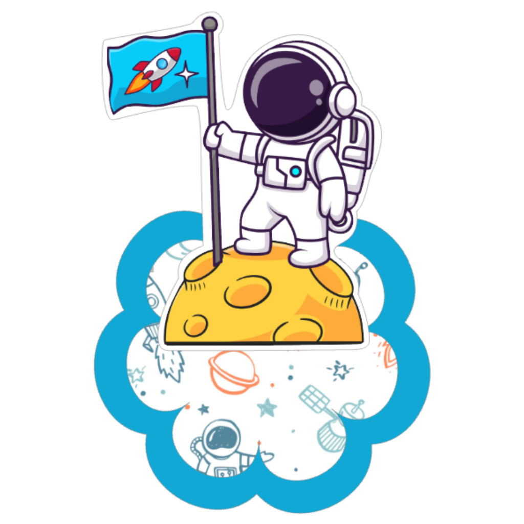 Kit Aplique 3D Personalizado Astronauta Tags de Festa em Pé Lembrancinhas Temáticas para Aniversário Infantil