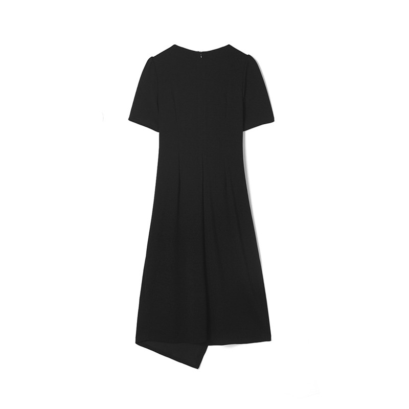 [Homecoming] 9 Charm UE0A0012 Temperamento Commuter Saia de comprimento médio Micro-Elástico Vestido de saia de manga cu