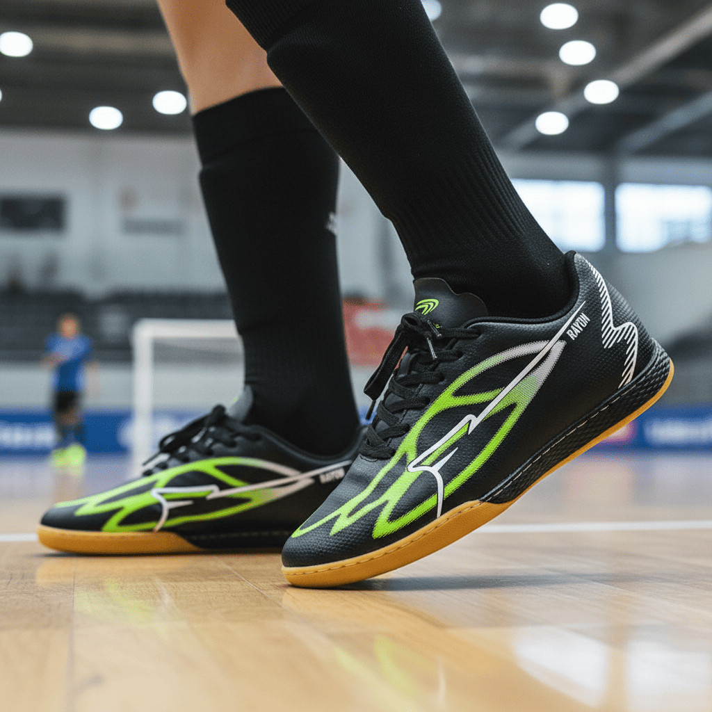 Chuteira Futsal Masculina Material Sintetico Reforçada Futebol de Salão Quadra + Meião Esportivo
