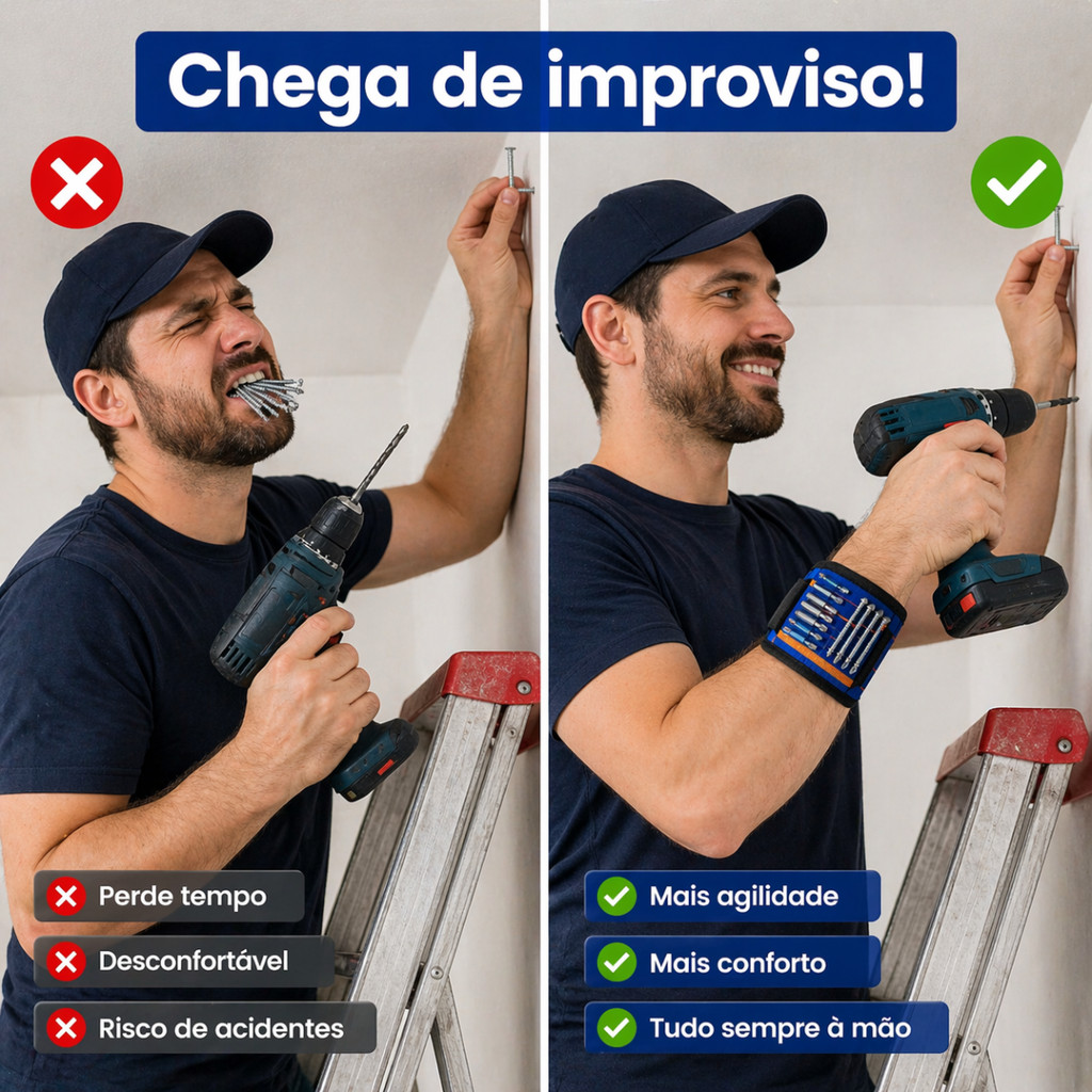Pulseira Magnetica Ima Segura Parafuso Prego Agulha Porta Ferramentas Profissional