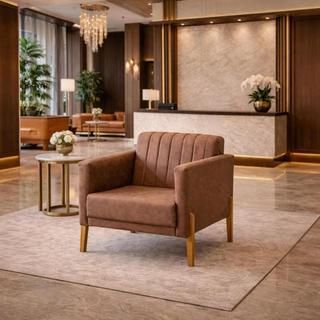 Poltrona Elegance Decorativa Linho Sala Estar Luxo Moderna