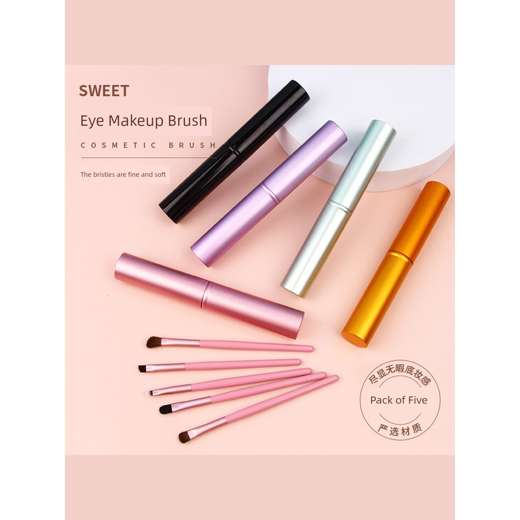 kit pincel maquiagem profissional ✾5 pincéis de maquiagem portáteis para sombra, conjunto de pincéis de maquiagem para i