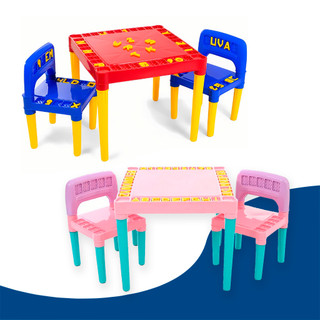 Mesinha Didática Infantil Com 2 Cadeiras Educativa Letras Números Mesa Infantil Escolar Tramontina