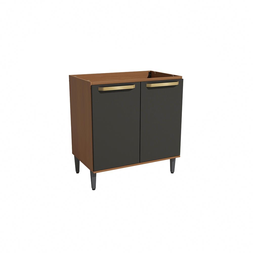 Balcão 2 Portas 80cm Elara Kappesberg Canela/Preto