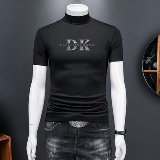 2025 primavera verão gola alta camiseta masculina de manga curta magro-ajuste Street Wear corpo camiseta Modal algodão m