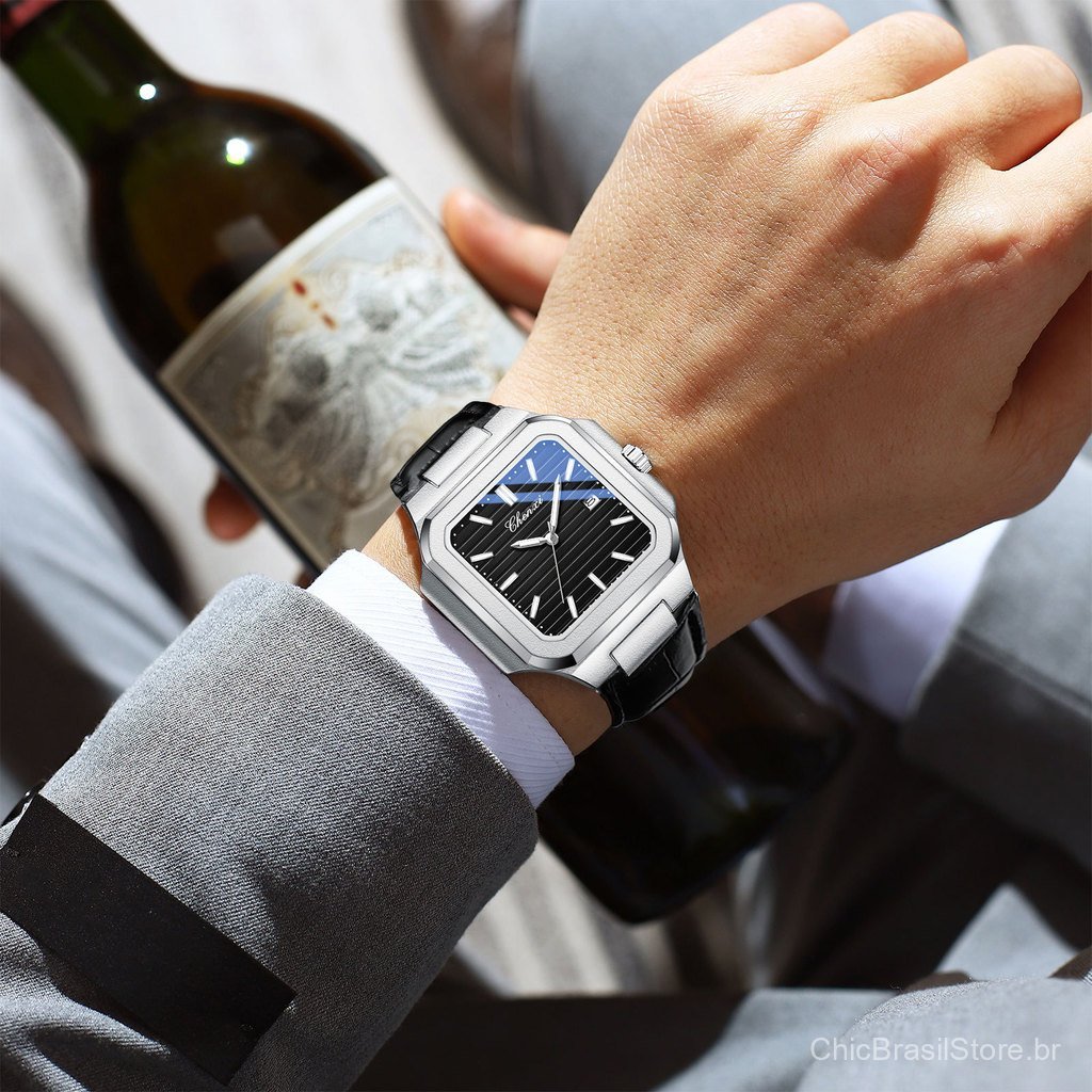 Relógio Chenxi masculino e feminino, relógio de quartzo à prova d'água, relógio de pulso de casal, relógio de negócios, 