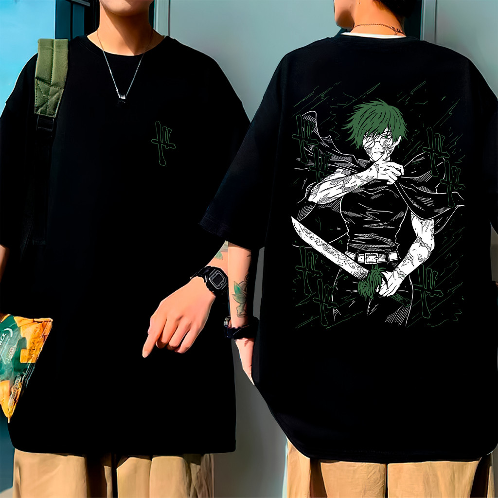 [Camiseta Premium em Algodão Puro]VU Camiseta Estampada Oversized Anime Treino Academia Maki Jujutsu Camisa Masculino