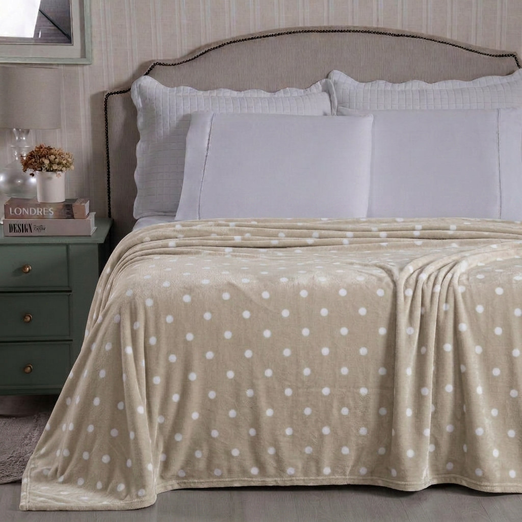 Cobertor Manta Flannel 180g/m² Super Macio Napoli Poá Dots · foto 2