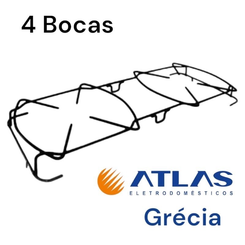 2 Peças Grelha Grade Fogão Atlas Grécia Mônaco Siena Atenas Pino Transversal 4 ou 6 Bocas 3284