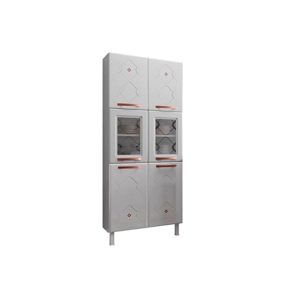 Paneleiro de Cozinha Mirage New Aço c/ 6 Portas c/2Vidro 80cm Branco - Telasul