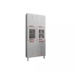 Paneleiro de Cozinha Mirage New Aço c/ 6 Portas c/2Vidro 80cm Branco - Telasul