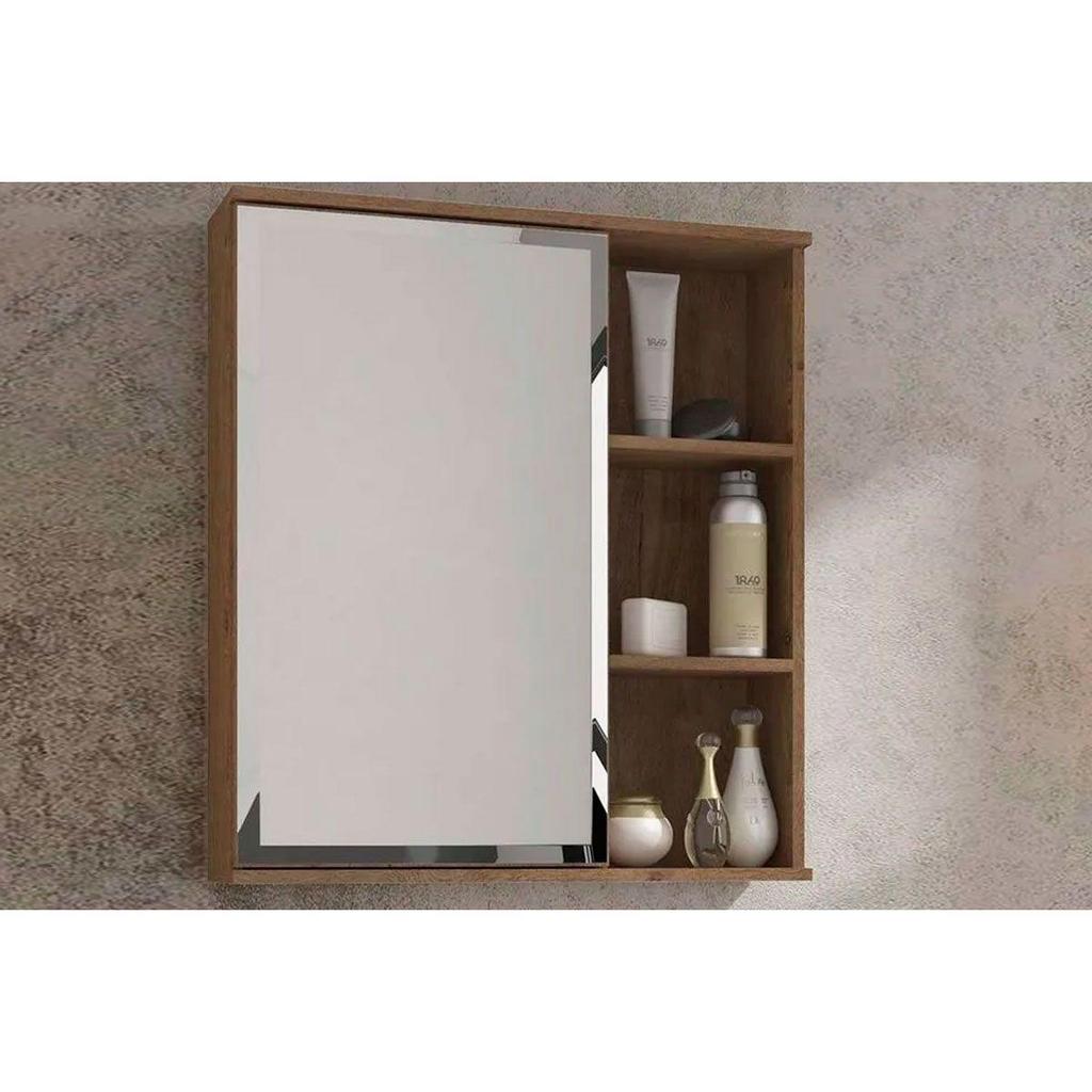 Espelheira de Banheiro Treviso Parede 56X63 Amendoa - MGM