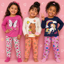 Kit 6 Peças Infantil Menina Blusa e Legging Conforto para o Dia a Dia Até 8 anos