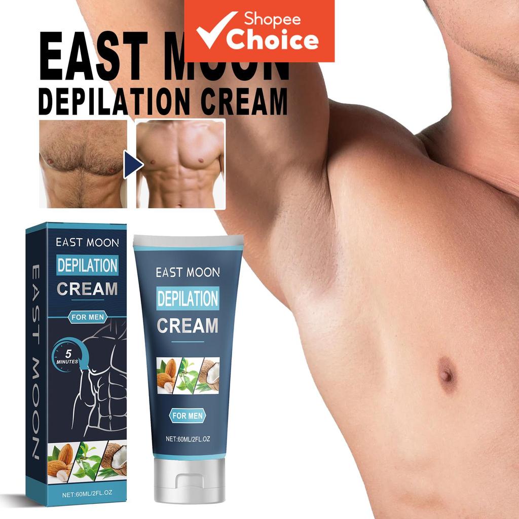 Creme Depilatório Masculino 60ml – Fórmula Hidratante Segura para Bigode, Axilas, Peito, Pernas e Áreas Íntimas |