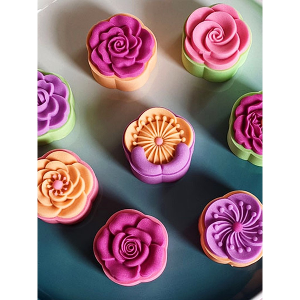 Molde de bolo lunar rosa Osmanthus Mung feijão bolo molde batata roxa inhame pastelaria refrescante pastelaria chinesa p