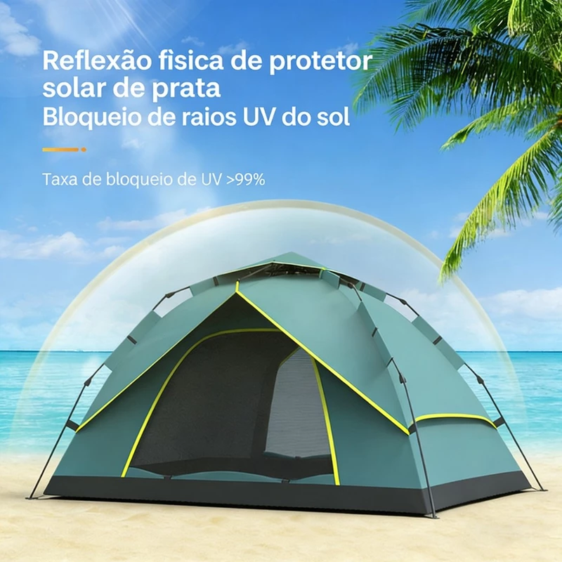 Barraca de Camping Automática 3-4 Pessoas Prova d'Água 200×200×135cm — foto 2