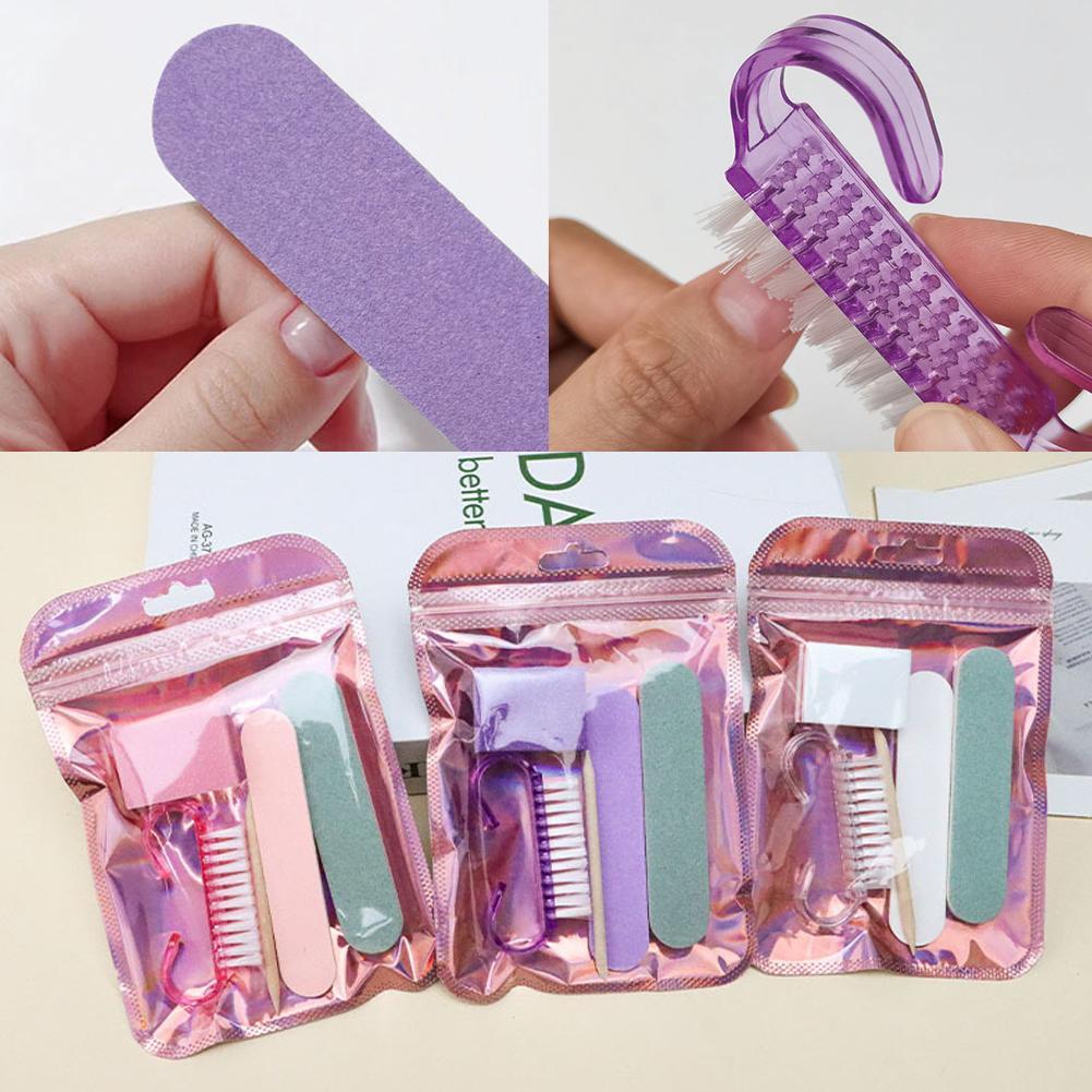 Kit De Manicure Descartável De 5 Peças , Mini Conjunto De Cuidados Com As Unhas Limas De Unha , Amortecedor , Empurrador