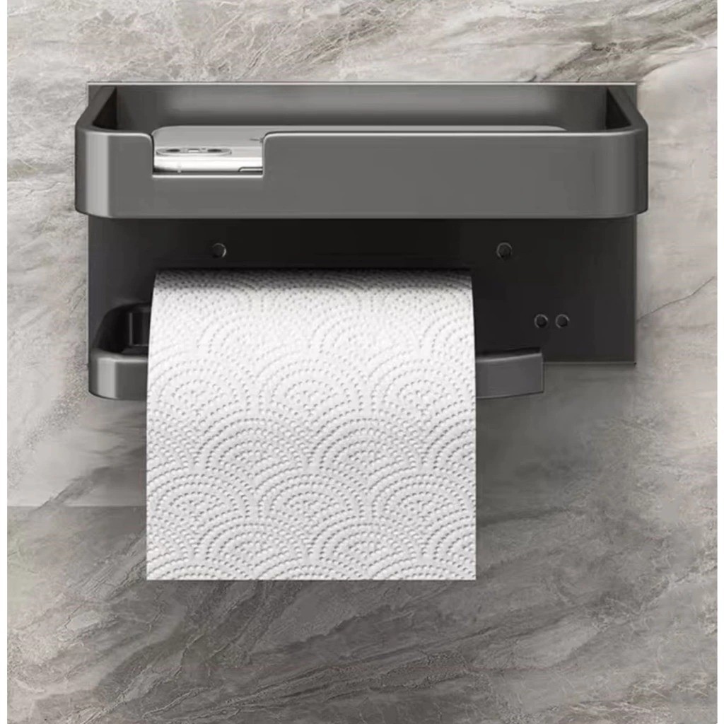 Porta Papel Higiênico Inox Suporte Parede Banheiro Apoio Celular Gancho Sanitário Moderno Achadinhos Shopee
