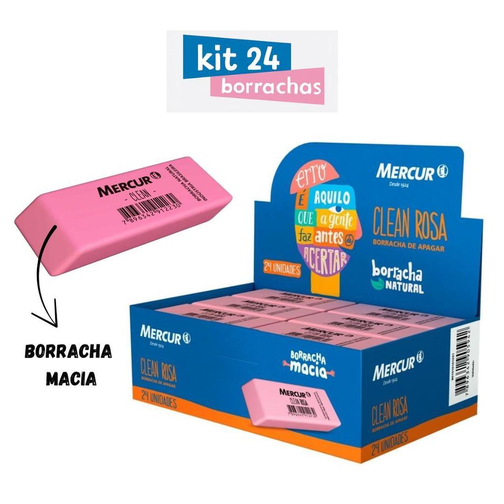 Borracha Clean Rosa Mercur 031 - Cx 24 Unidades