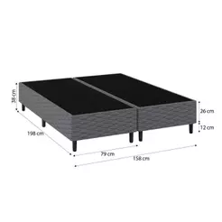 Base Cama Box para Colchão Casal Queen 158x198cm Flávia Cinza Umaflex