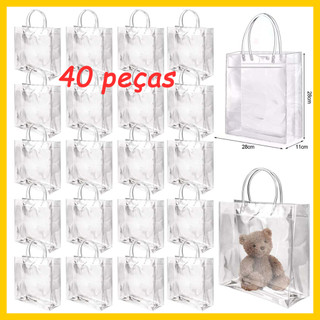 40 pçs de sacolas plásticas reutilizáveis para presente, sacolas de PVC 28x28x11cm, Sacolas para presente para biscoitos