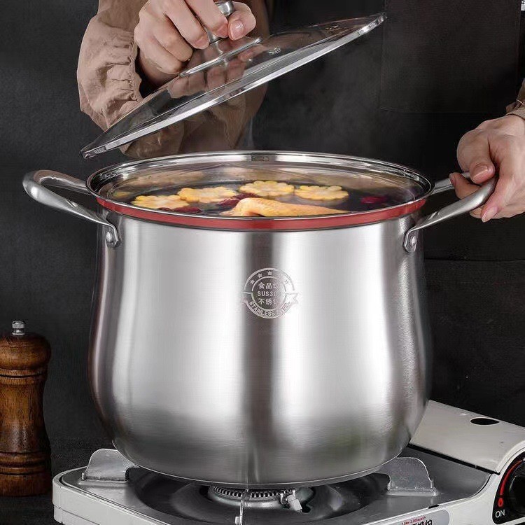 304 aço inoxidável doméstico engrossado grande capacidade cozinhar panela de sopa panela de guisado panela de água ferve